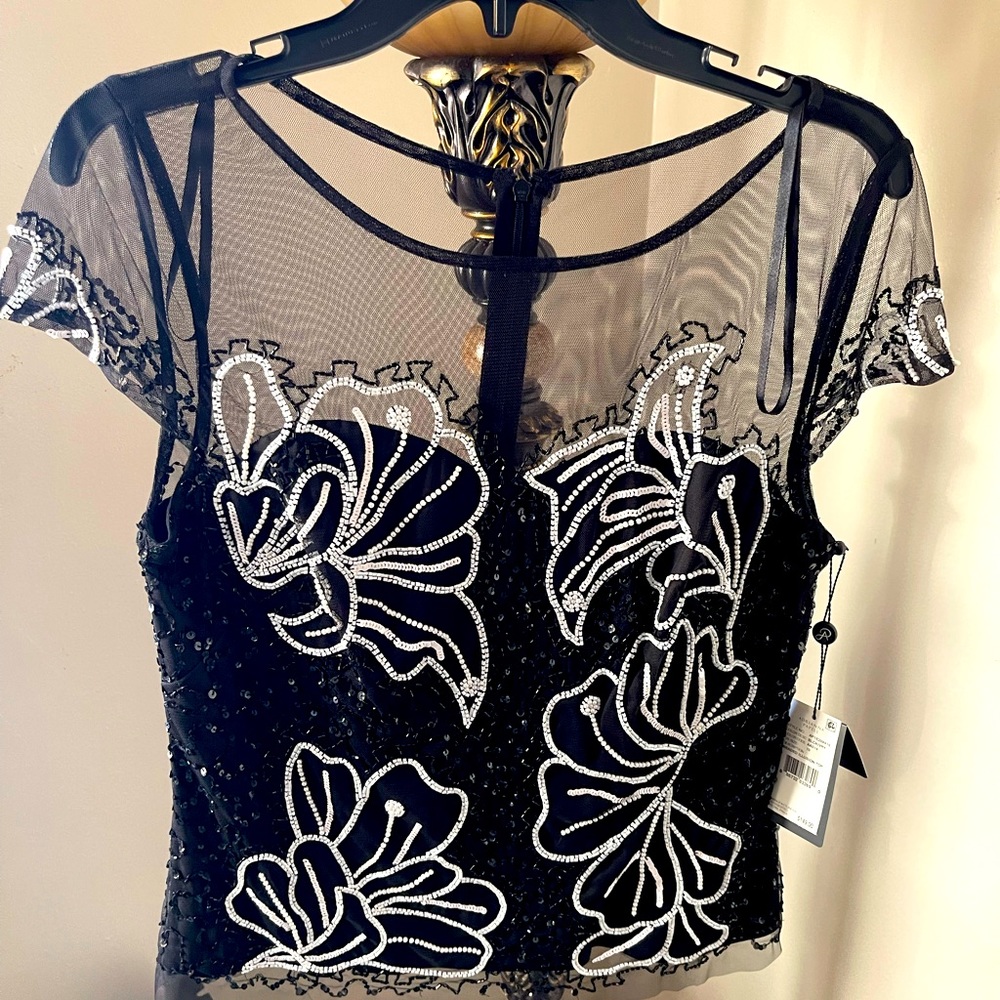 BRAND NEW SEQUINED MESH EVENING TOP